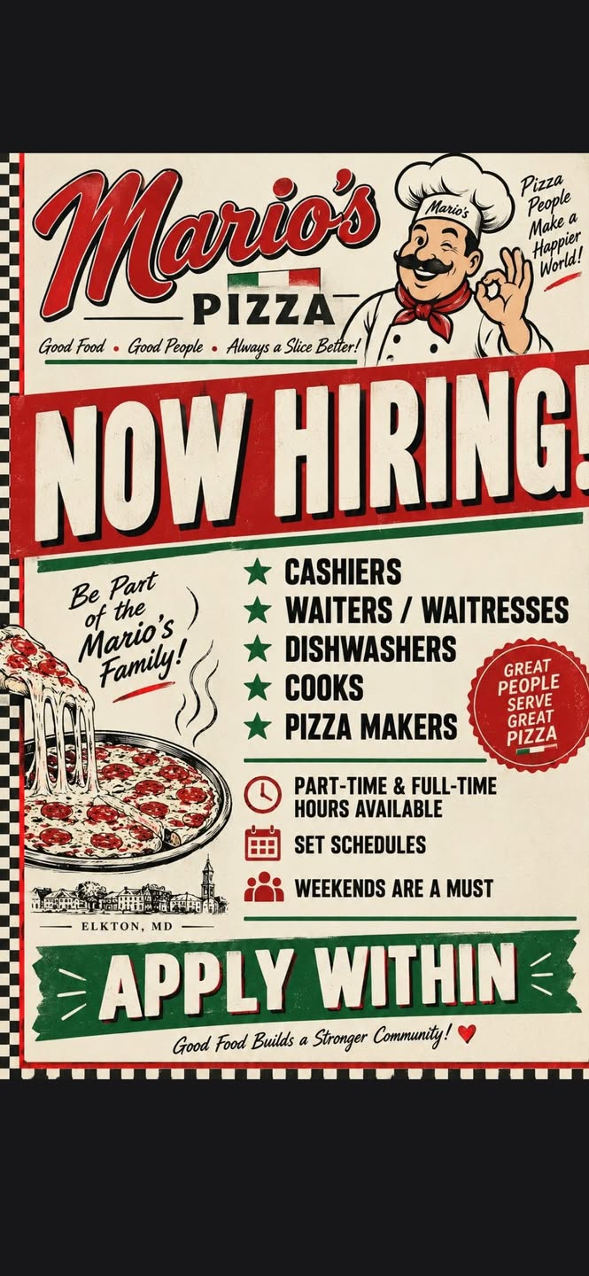 Mario's Pizza Hiring